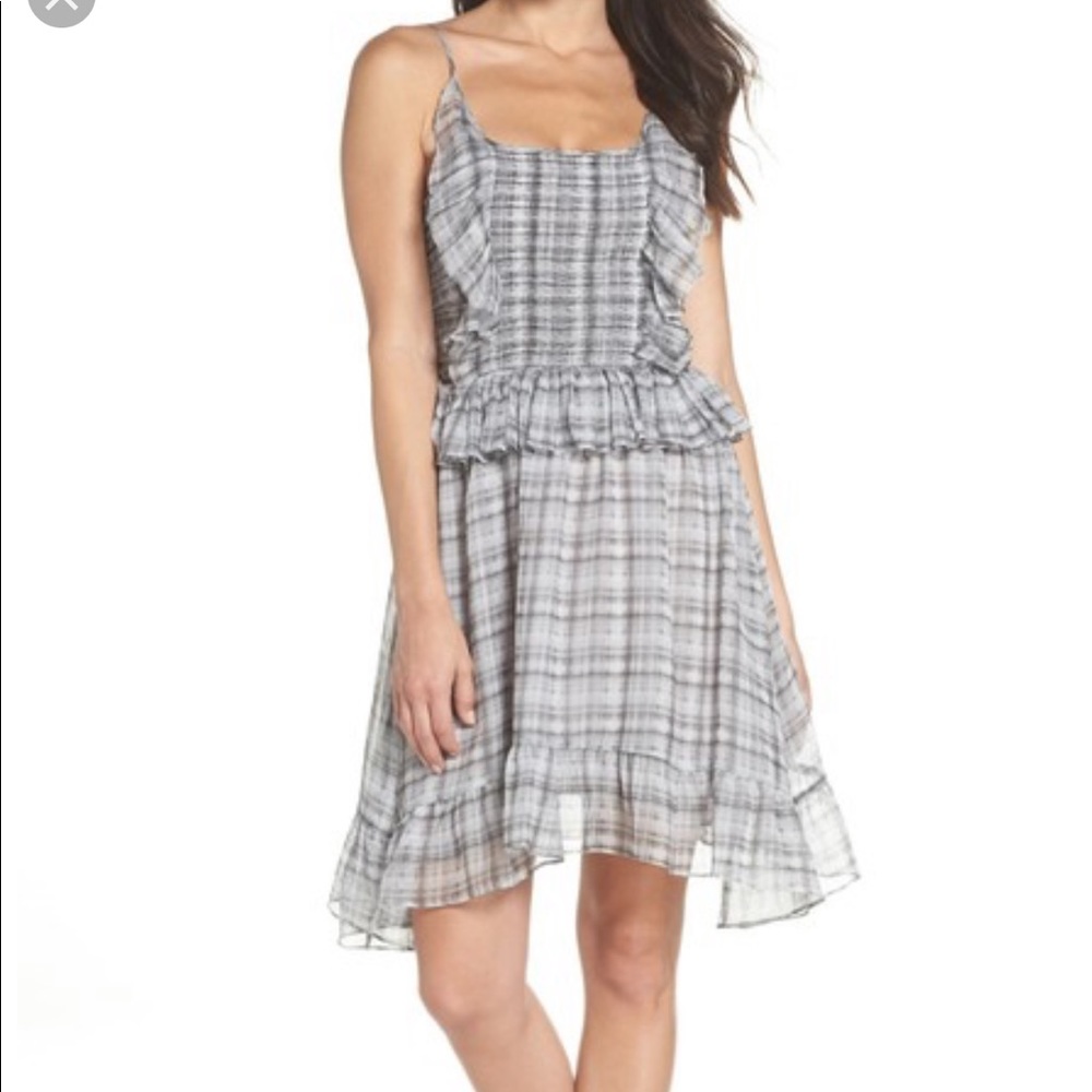 Lemon plaid smocked ruffle dress